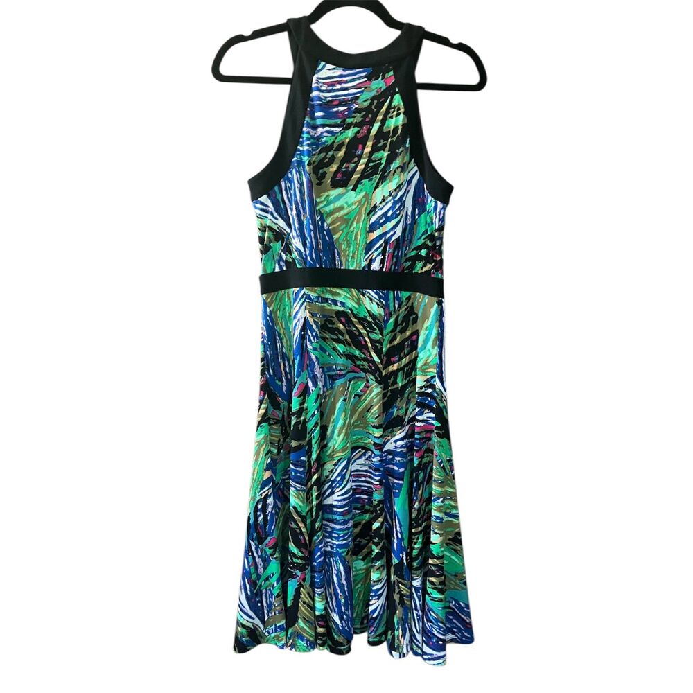BCBGMaxAzria Lindy dress abstract print halter knee length dress - Picture 3 of 9